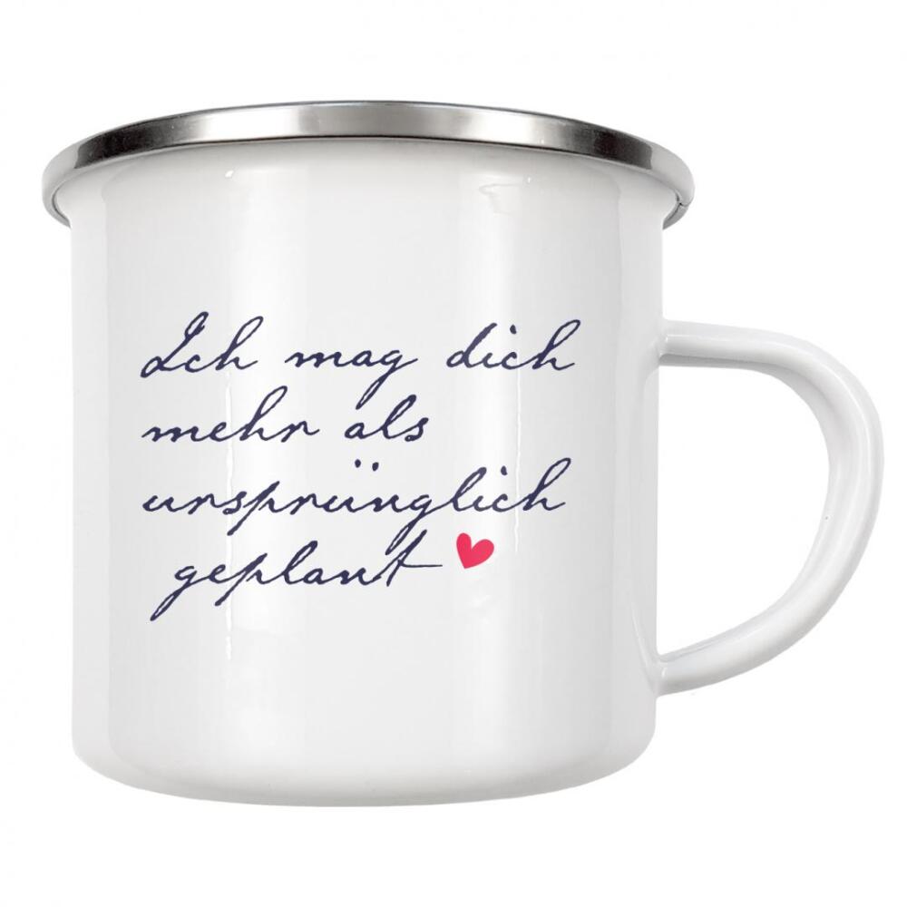 Emaille Tasse "Mehr als geplant - Typo" artboxONE - Typografie,Liebe