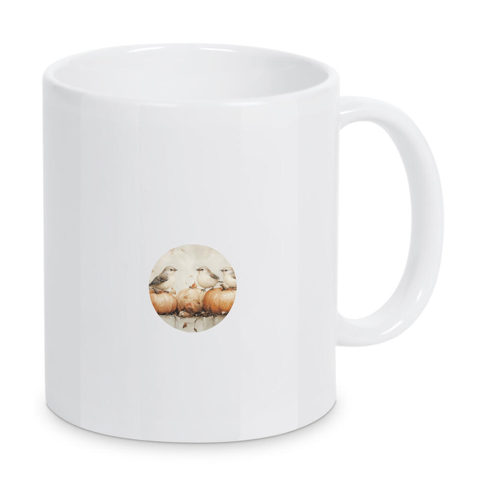 Tasse "Vögel und Kürbisse" artboxONE - Natur,Tiere,Festivals,Halloween - Vogel,Vögel,Kürbis,Kürbisse,Halloween,Kinderzimmer,Kinderzimmerdekoration