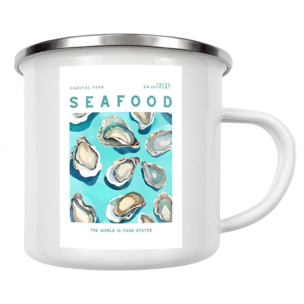 Emaille Tasse "Seafood - Coastal Food" artboxONE - Typografie,Tiere,Essen & Trinken,Reise / Strand und Meer