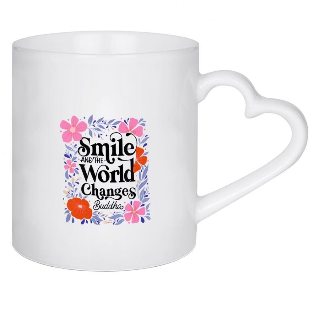 Herztasse "Smile: Buddha Quote" artboxONE - Typografie,Floral