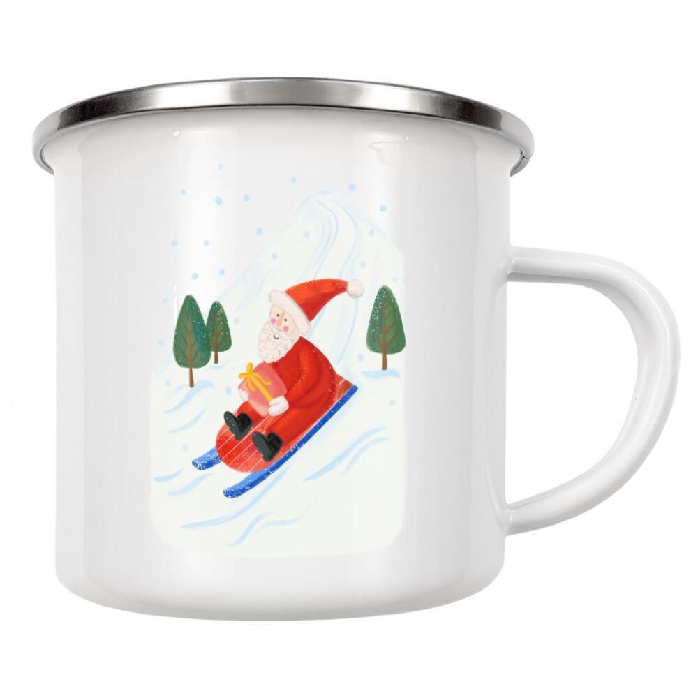 Emaille Tasse "Santa on sledge" artboxONE - Für Kinder,Weihnachten,Festivals