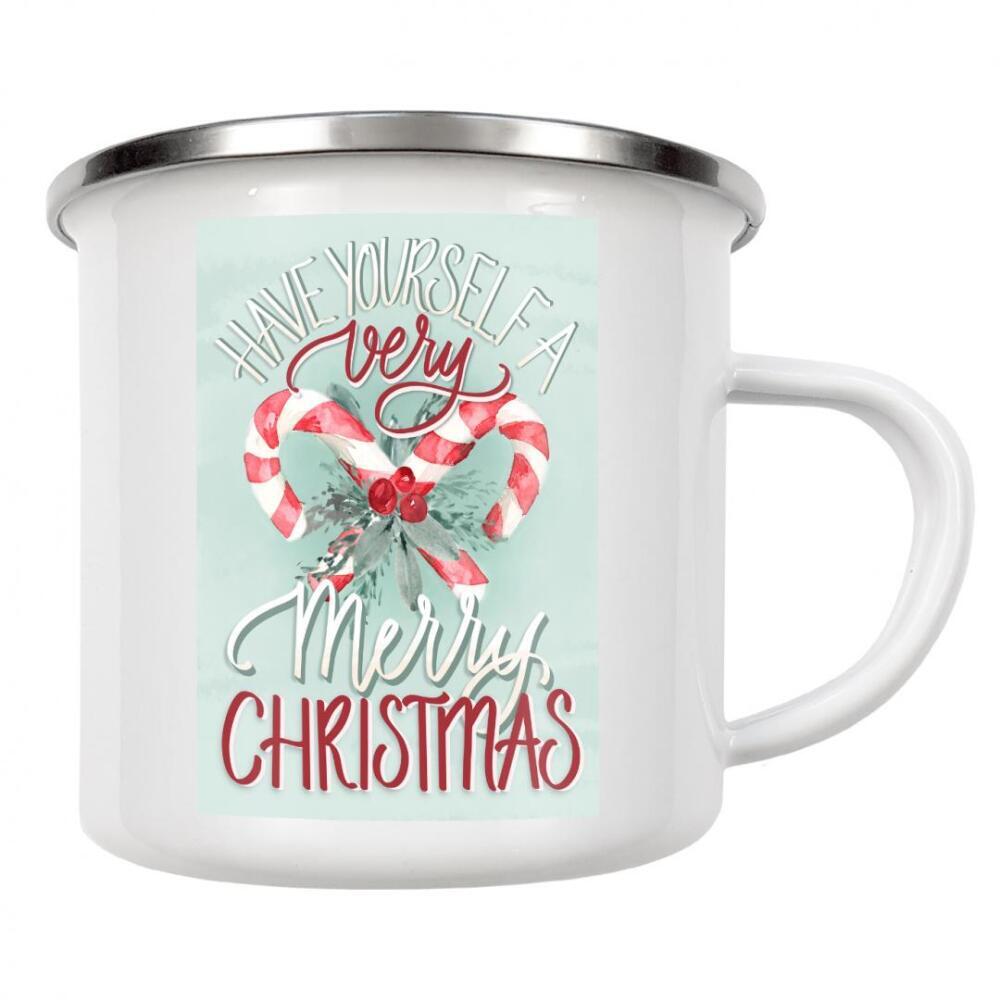Emaille Tasse "Zuckerstange" artboxONE - Typografie,Weihnachten - Zuckerstange,Weihnachten,Frohe,Frohe weihnachten
