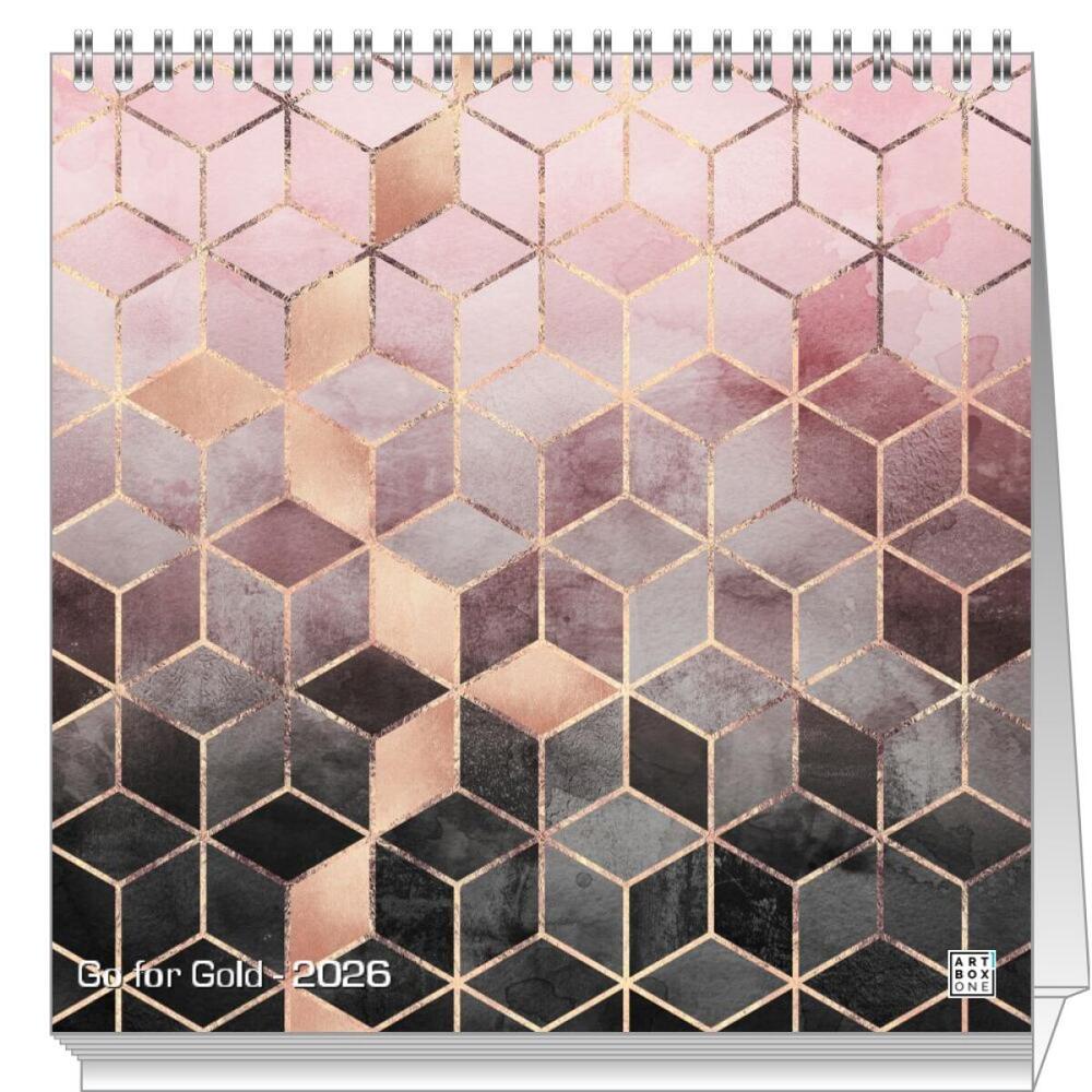 artboxONE Tischkalender 2026 Go for Gold Tischkalender Groß 2026 Geometrie