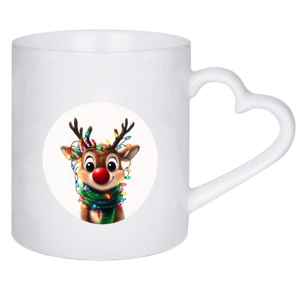 Herztasse "Cute Rudolf reindeer" artboxONE - Typografie,Tiere,Weihnachten