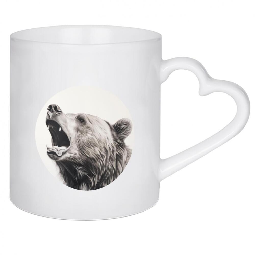 Herztasse "Kraftvolle Bärenzeichnung" artboxONE - Natur,Tiere,Schwarzweiß