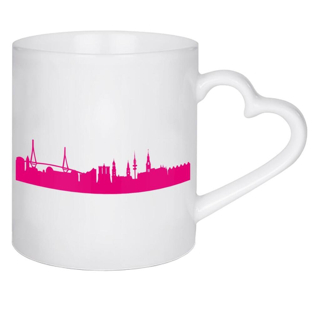 Herztasse "Hamburg 04 Pink Skyline Print monochrome" artboxONE - Städte,Städte / Hamburg,Abstrakt,Architektur