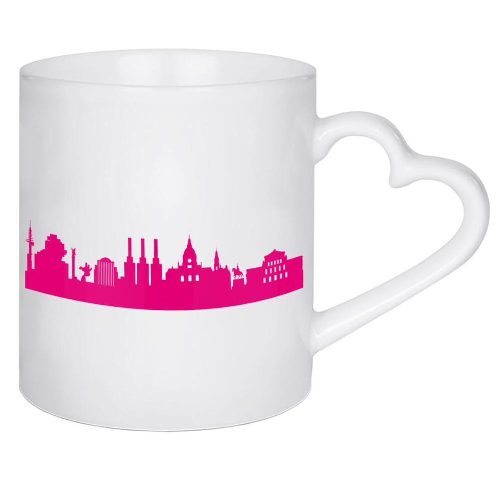 Herztasse "Hannover 04 Pink Skyline Print monochrome" artboxONE - Städte,Abstrakt,Architektur,Städte / Weitere