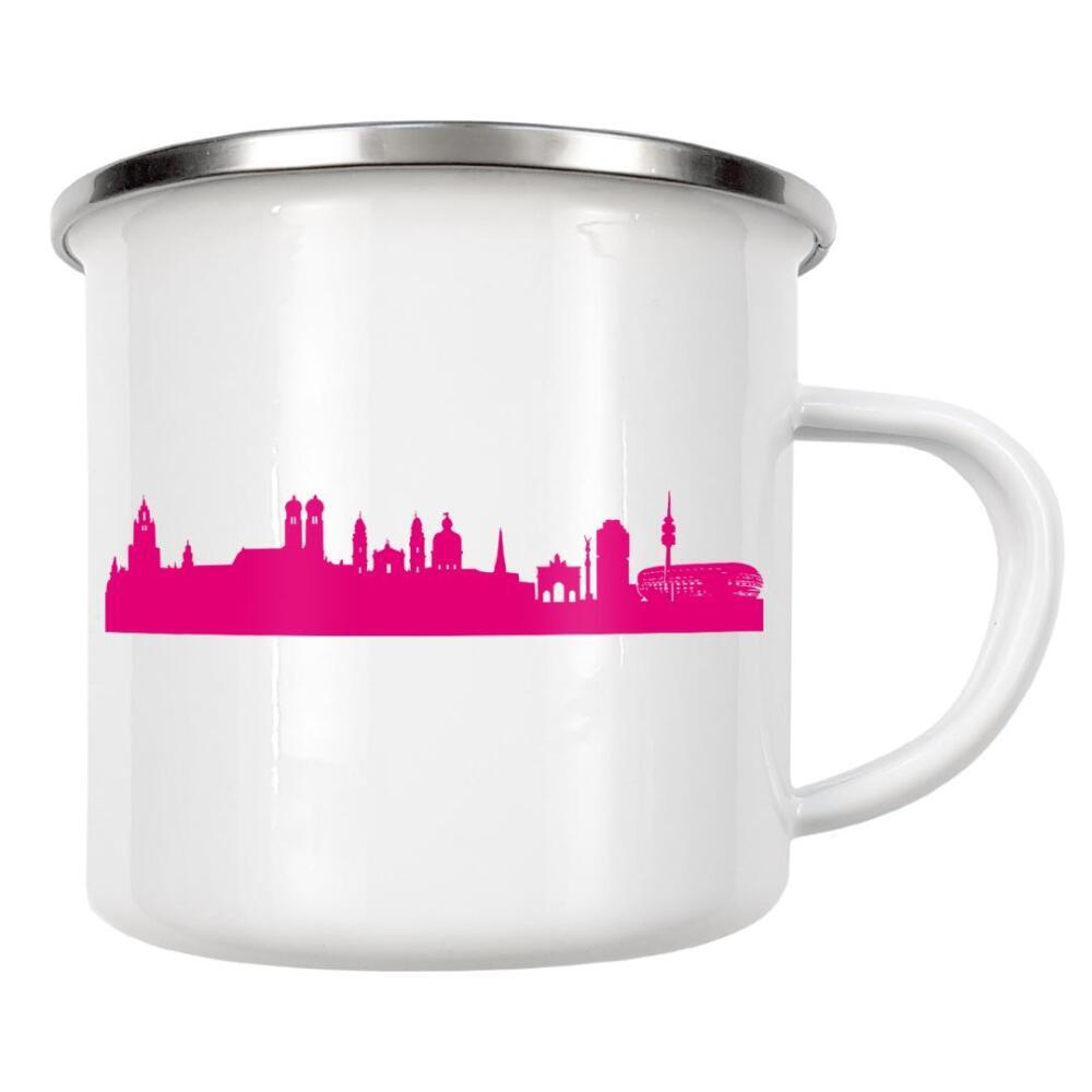 Emaille Tasse "München 04 Pink Skyline Print monochrome" artboxONE - Städte,Städte / München,Abstrakt,Architektur