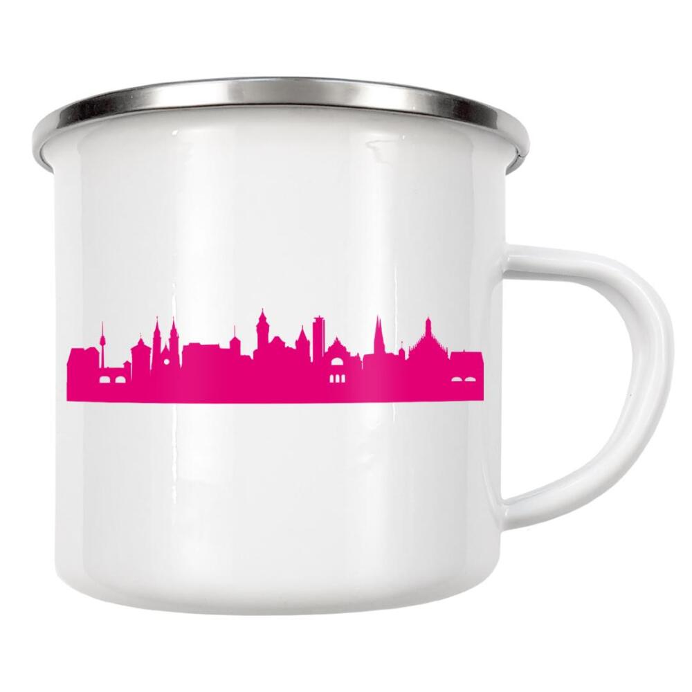 Emaille Tasse "Nürnberg 04 Pink Skyline Print monochrome" artboxONE - Städte,Abstrakt,Architektur,Städte / Weitere