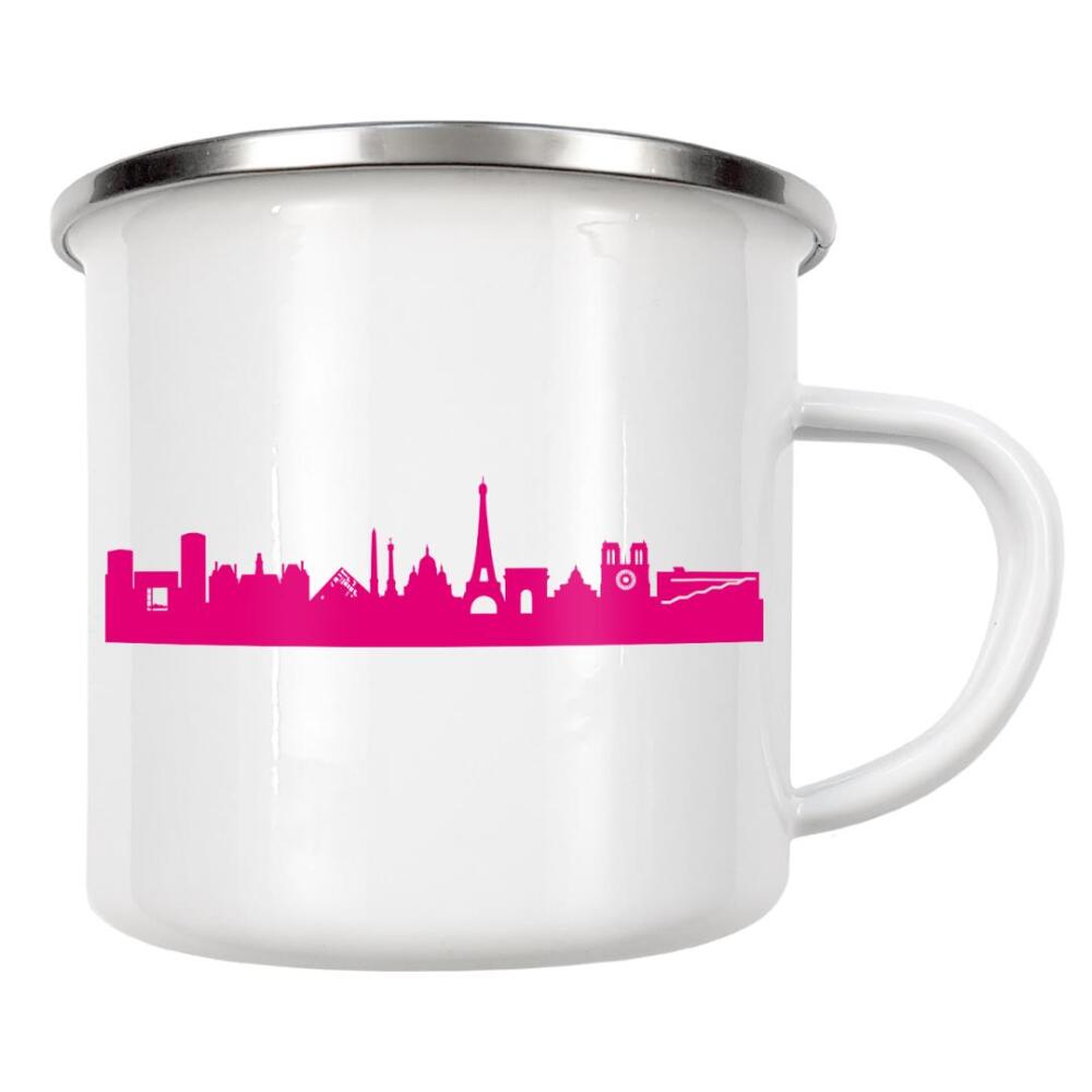 Emaille Tasse "Paris 04 Pink Skyline Print monochrome 2" artboxONE - Städte,Abstrakt,Architektur,Städte / Paris