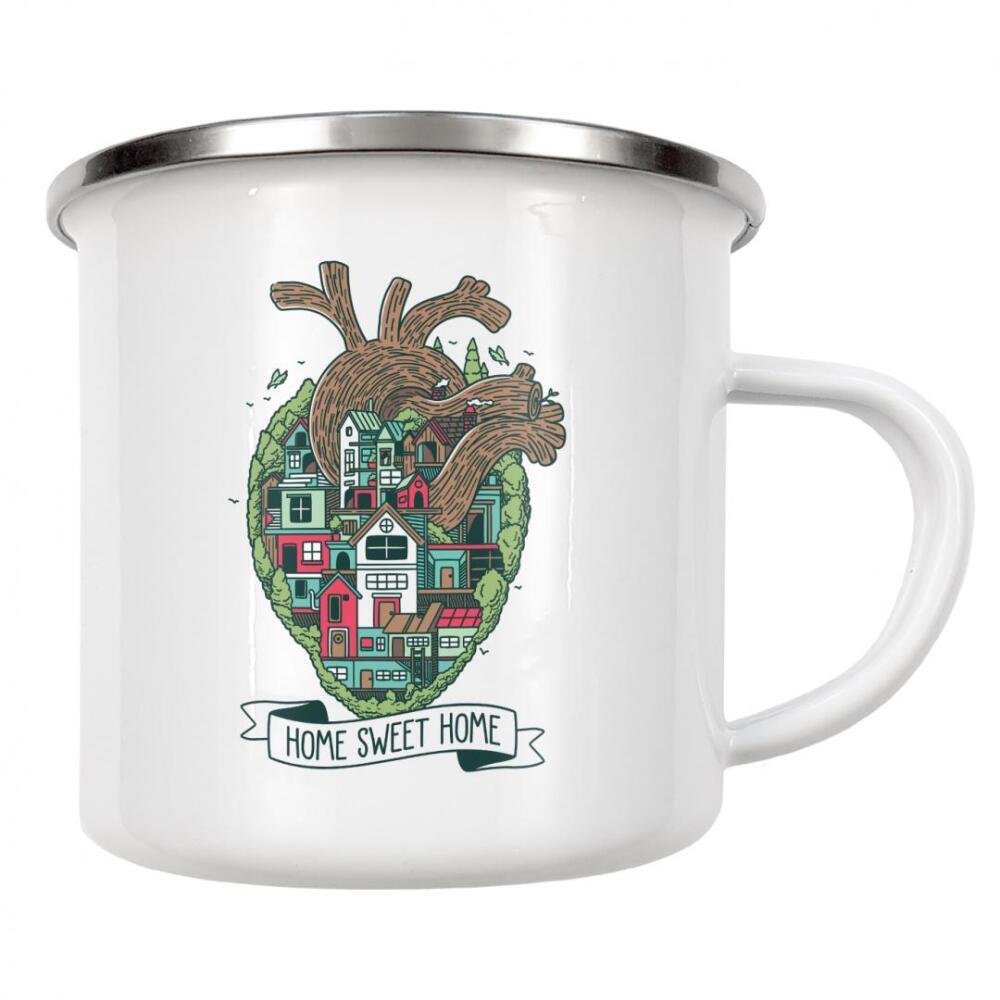 Emaille Tasse "Zuhause, süßes Zuhause, Herz" artboxONE - Liebe - Zuhause,Heimat,Süßes zuhause,Herz,Liebe,Heiligtum,Familie,Süß,Erinnerungen,Komfort