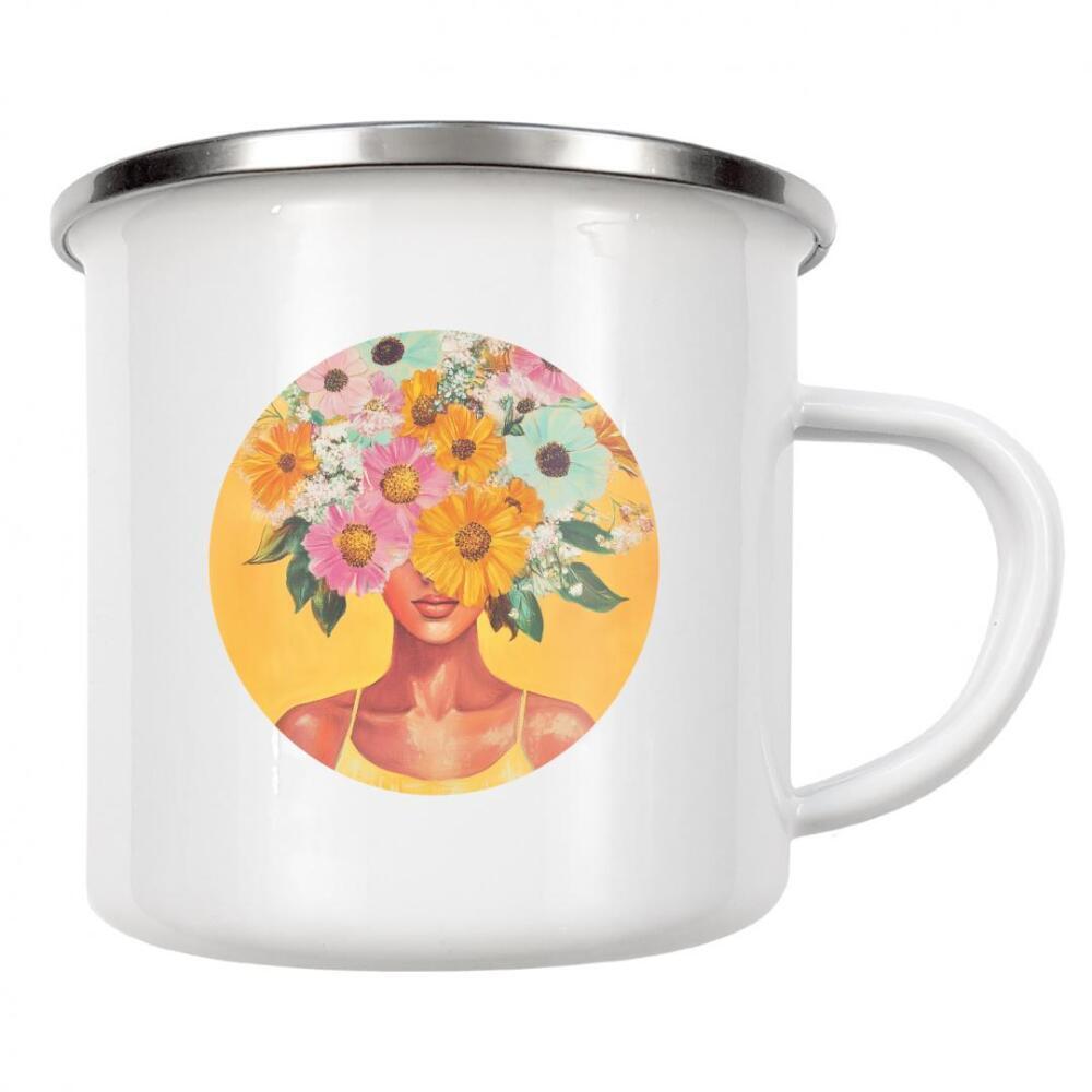 Emaille Tasse "Femininer Blütenzauber Mia" artboxONE - Natur,Floral,Menschen