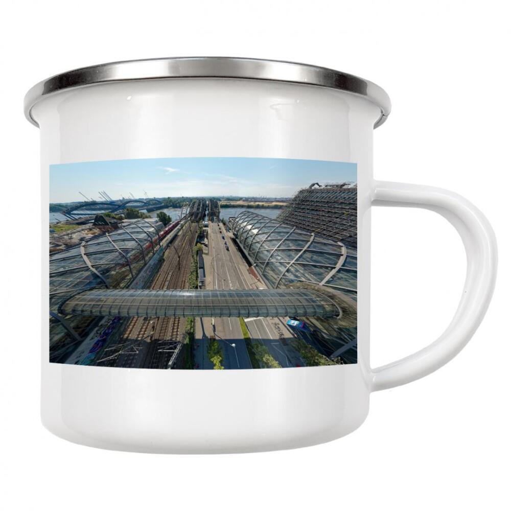 Emaille Tasse "Station&Rails to Brigde - Hamburg" artboxONE - Städte,Städte / Hamburg,Reise,Architektur,Reise / Länder
