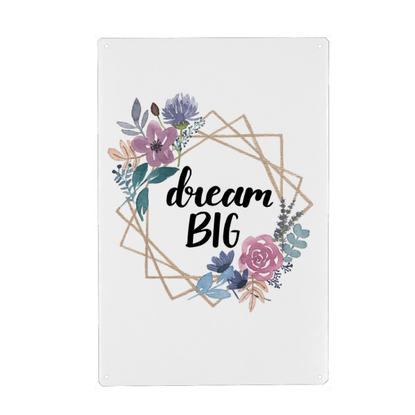 Holzbild "Dream Big Floral Wreath" artboxONE - Typografie,Floral,Geometrie