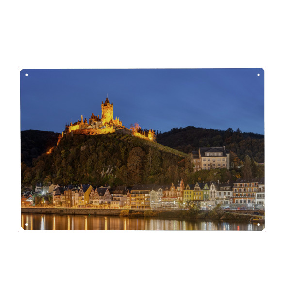 Holzbild "Cochem am Abend" artboxONE - Städte,Reise
