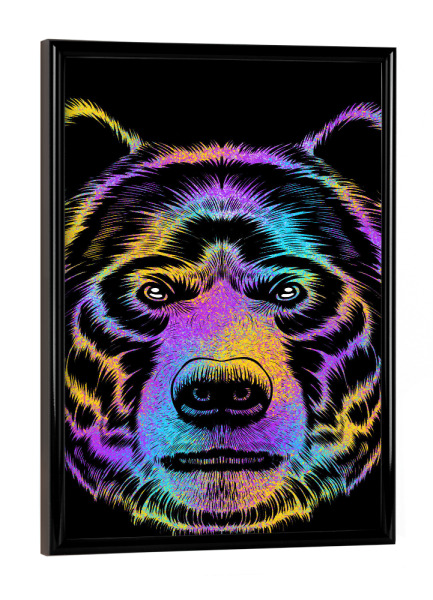 Poster mit schwarzem Rahmen "Bear colorful" artboxONE - Tiere,Abstrakt - Grizzly,Bear,Beast,Animal,Tier,Bär,Portrait,Colorful,Bunt,Abstract,Abstrakt