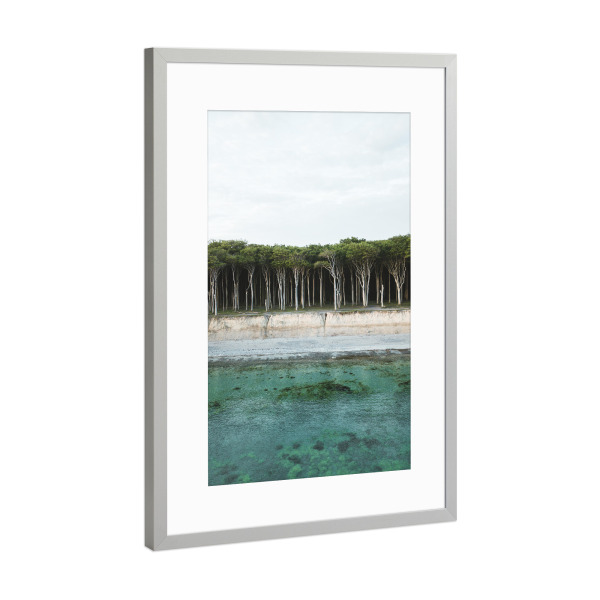 Poster mit Rahmen Silber "Bewaldete Ostseeküste Nienhagen" artboxONE - Natur,Reise,Reise / Strand und Meer,Reise / Länder