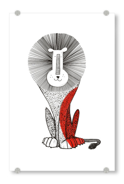 Acrylglasbild "Red lion" artboxONE - Tiere - Lion,Red lion,Kids room art,Kids room decor,Wall decor,Tier,Animal,Löwe,King,Kinder,Nursery