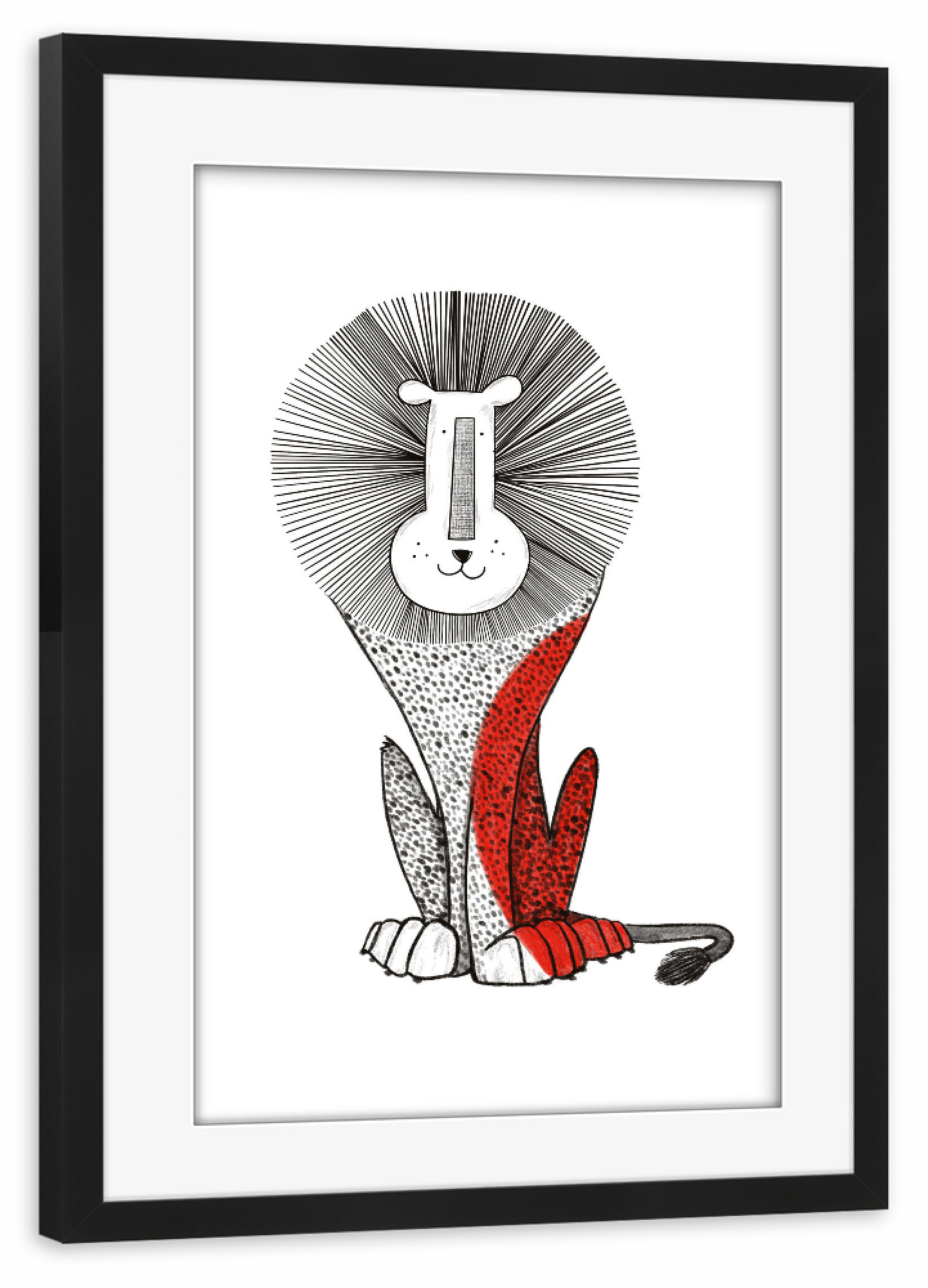Poster mit Rahmen schwarz "Red lion" artboxONE - Tiere - Lion,Red lion,Kids room art,Kids room decor,Wall decor,Tier,Animal,Löwe,King,Kinder,Nursery