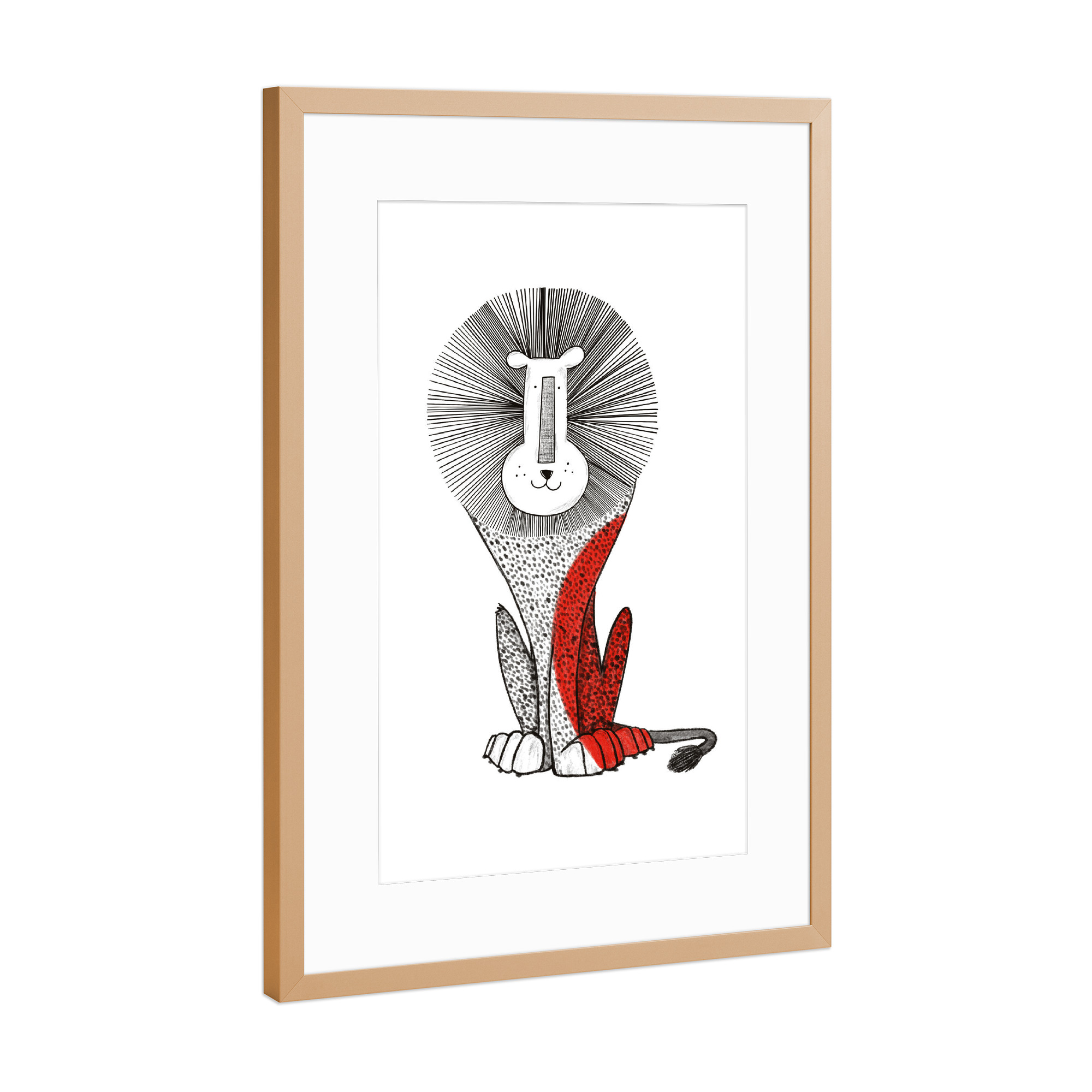 Poster mit Rahmen Kupfer "Red lion" artboxONE - Tiere - Lion,Red lion,Kids room art,Kids room decor,Wall decor,Tier,Animal,Löwe,King,Kinder,Nursery