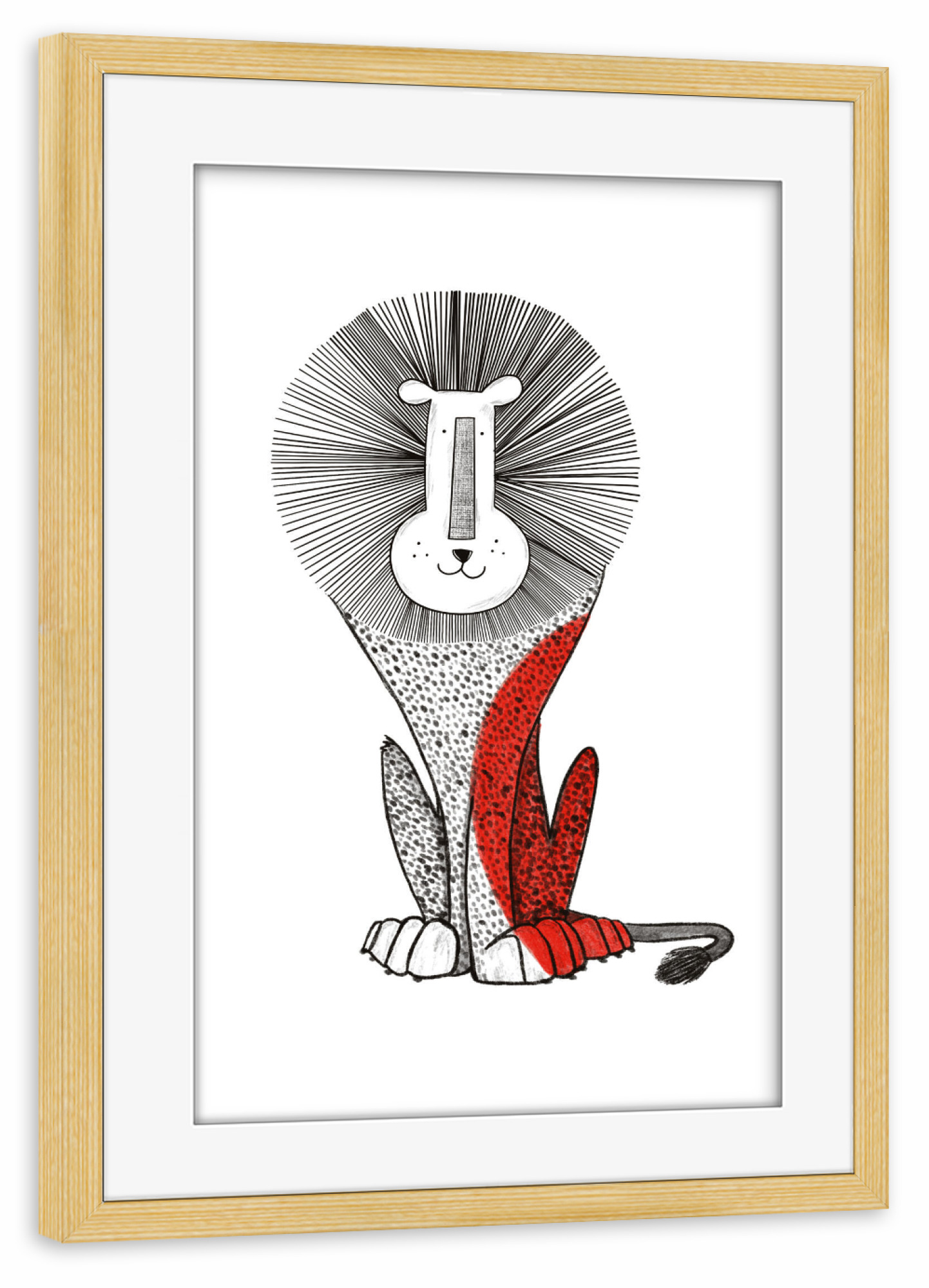 Poster mit Rahmen kiefer "Red lion" artboxONE - Tiere - Lion,Red lion,Kids room art,Kids room decor,Wall decor,Tier,Animal,Löwe,King,Kinder,Nursery