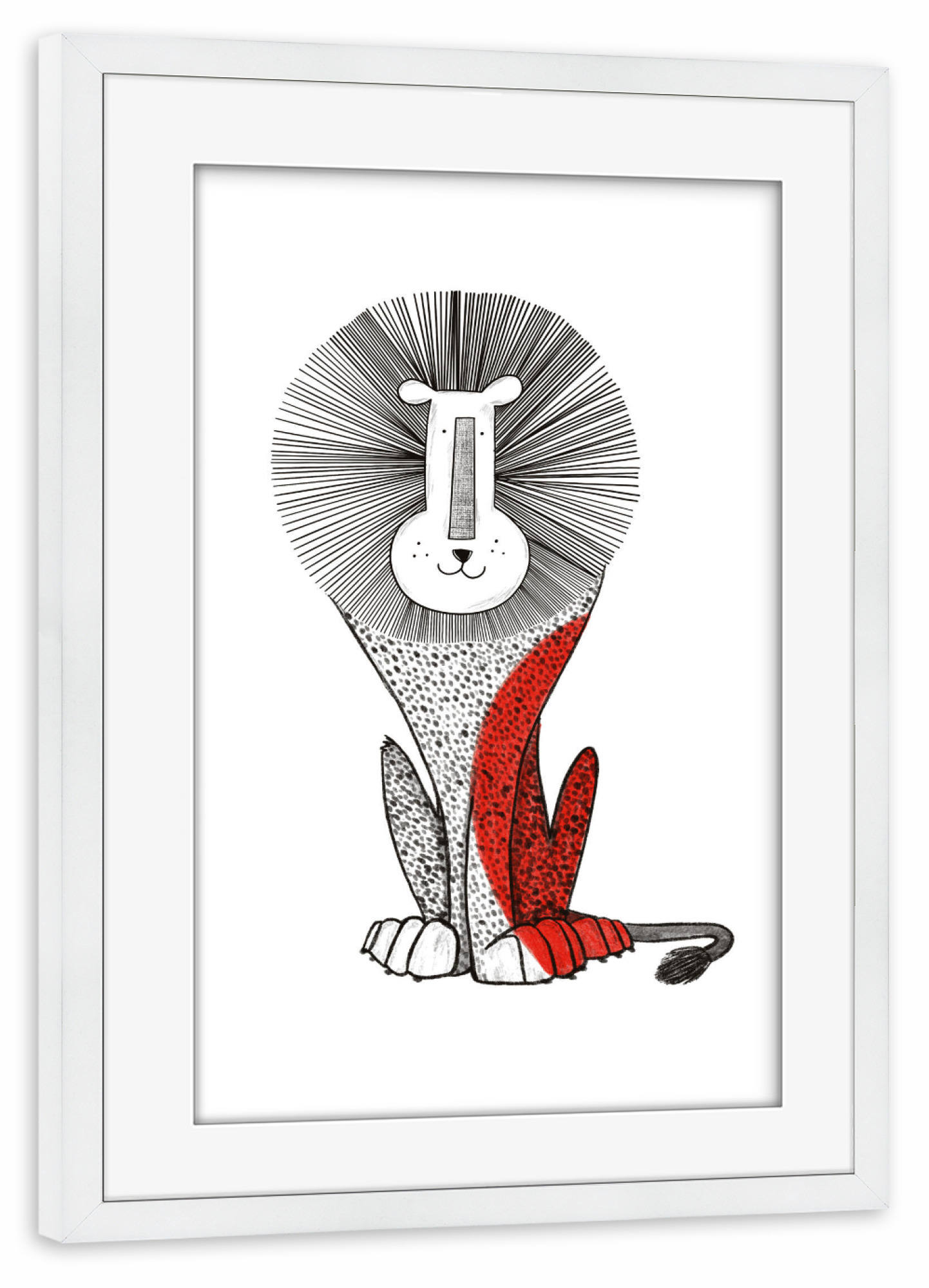 Poster mit Rahmen weiß "Red lion" artboxONE - Tiere - Lion,Red lion,Kids room art,Kids room decor,Wall decor,Tier,Animal,Löwe,King,Kinder,Nursery