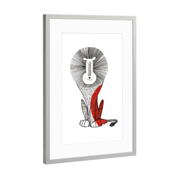 Poster mit Rahmen Silber "Red lion" artboxONE - Tiere - Lion,Red lion,Kids room art,Kids room decor,Wall decor,Tier,Animal,Löwe,King,Kinder,Nursery