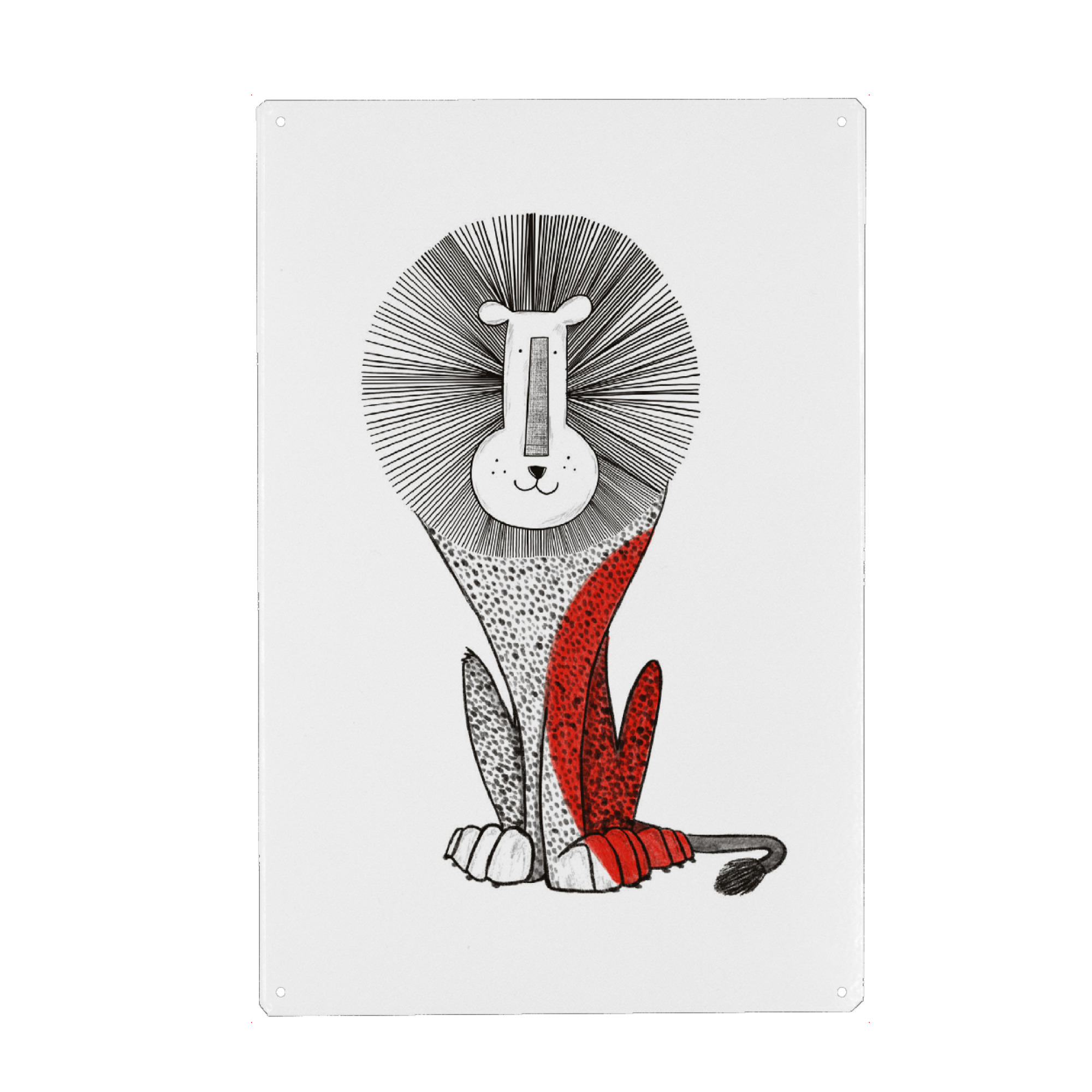 Holzbild "Red lion" artboxONE - Tiere - Lion,Red lion,Kids room art,Kids room decor,Wall decor,Tier,Animal,Löwe,King,Kinder,Nursery