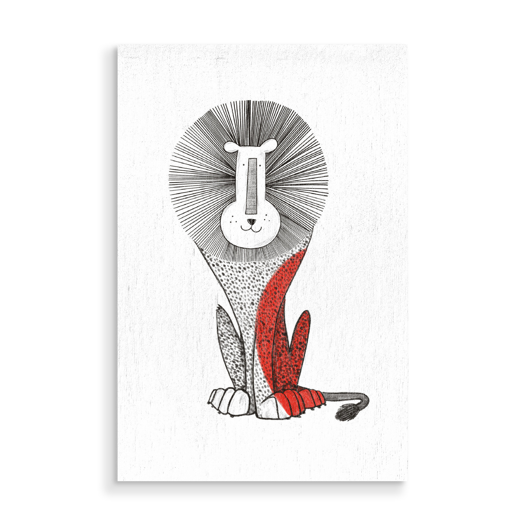 Holzbild "Red lion" artboxONE - Tiere - Lion,Red lion,Kids room art,Kids room decor,Wall decor,Tier,Animal,Löwe,King,Kinder,Nursery