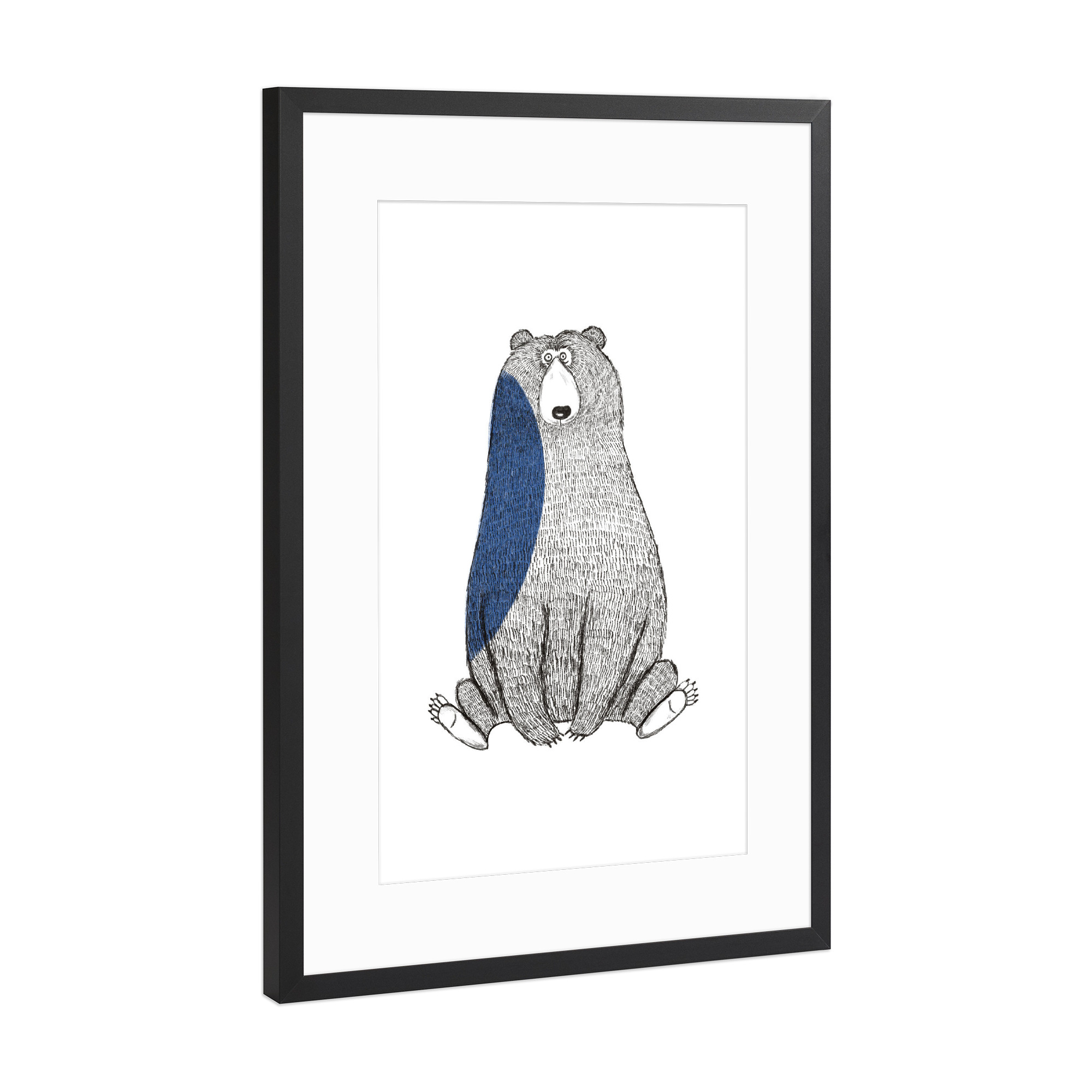 Poster mit Rahmen Schwarz (Metallic) "Blue bear" artboxONE - Für Kinder,Tiere