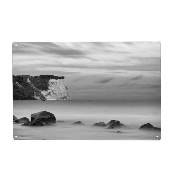 Metall Poster "Abend am Steilufer" artboxONE - Natur,Schwarzweiß,Reise / Strand und Meer