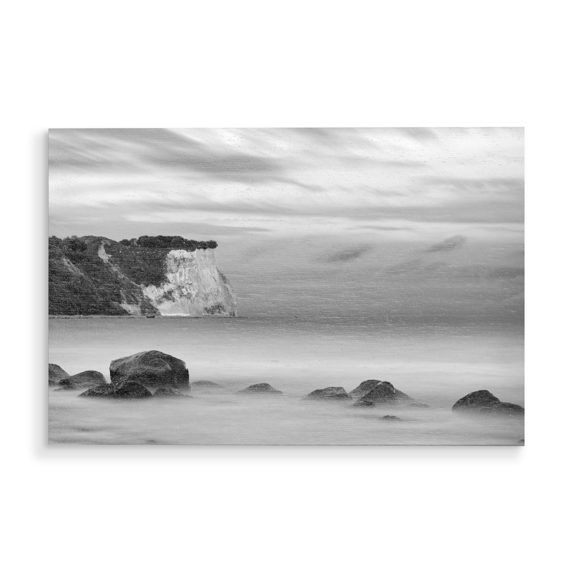 Holzbild "Abend am Steilufer" artboxONE - Natur,Schwarzweiß,Reise / Strand und Meer