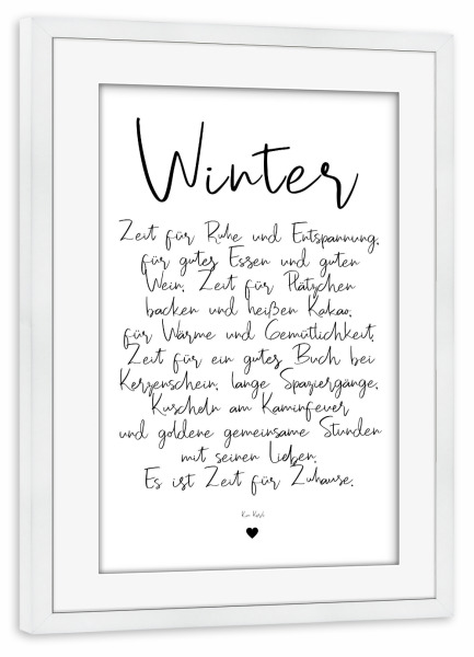 Poster mit Rahmen weiß "Goldene Stunden im Winter" artboxONE - Typografie,Natur,Liebe