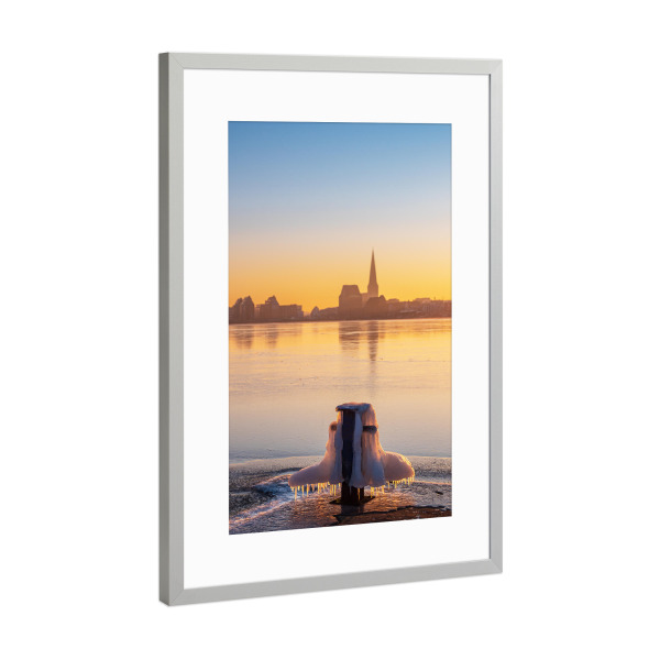 Poster mit Rahmen Silber "Ausblick über die Warnow" artboxONE - Natur,Reise,Architektur,Städte / Weitere