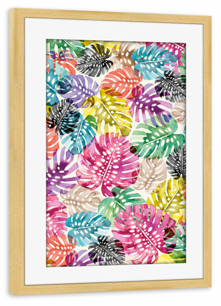 Poster mit Rahmen kiefer "Tropical Monstera Leaves" artboxONE - Natur,Floral,Abstrakt,Städte / Rio de Janeiro