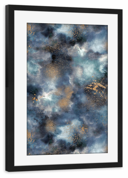 Poster mit Rahmen schwarz "Smoky Marble Watercolor Dark" artboxONE - Abstrakt