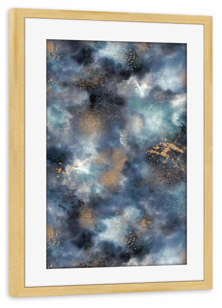 Poster mit Rahmen kiefer "Smoky Marble Watercolor Dark" artboxONE - Abstrakt
