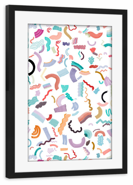 Poster mit Rahmen schwarz "Curly and Zigzag Stripes" artboxONE - Für Kinder,Abstrakt,Lustig