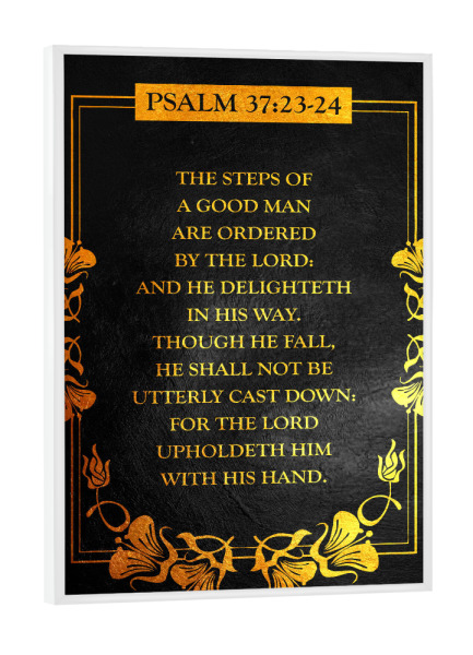 Poster mit weißem Rahmen "Psalm 37:23-24" artboxONE - Typografie