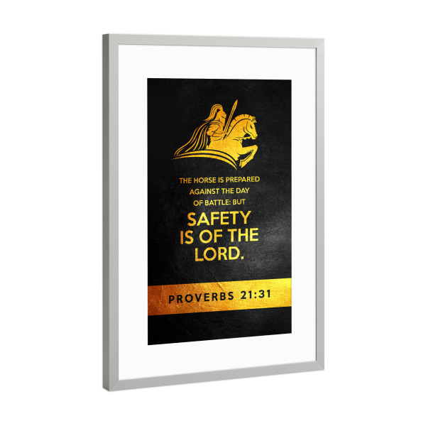 Poster mit Rahmen Silber "Proverbs 21:31" artboxONE - Typografie,Tiere