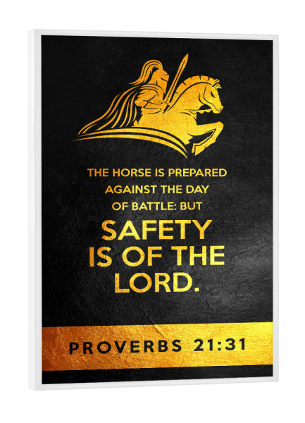Poster mit weißem Rahmen "Proverbs 21:31" artboxONE - Typografie,Tiere