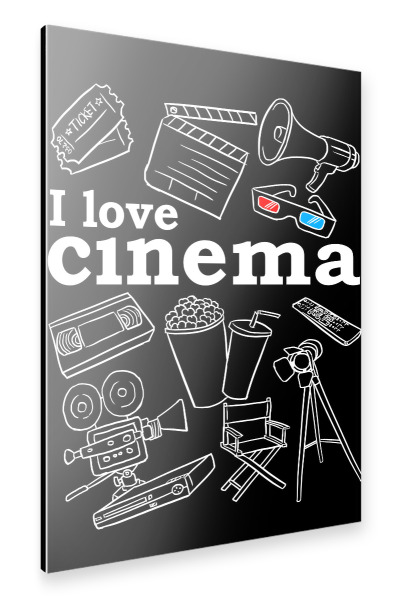 Alu-Dibond "I love cinema" 30x20 cm artboxONE