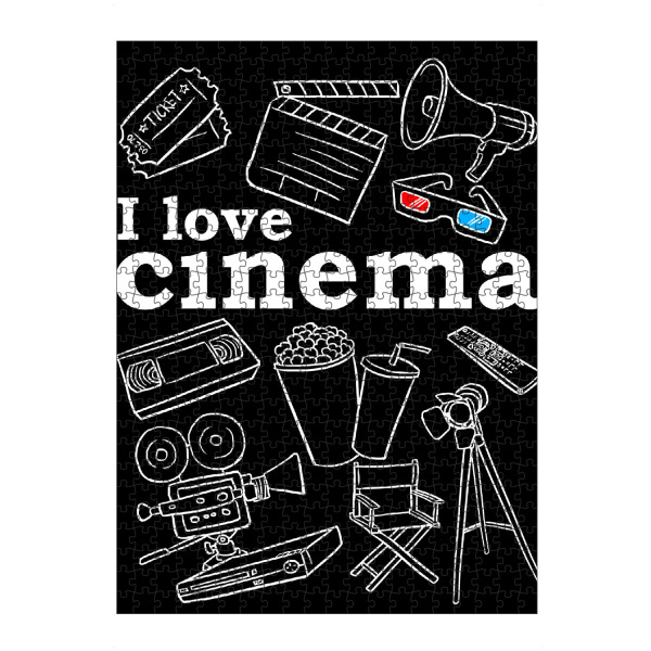 artboxONE Puzzle "I love cinema" artboxONE - Typografie,Film - Cinema,Cine,Movie,Film,Typo,Typografie,Typography,Kamera,Filmtaffel,Board