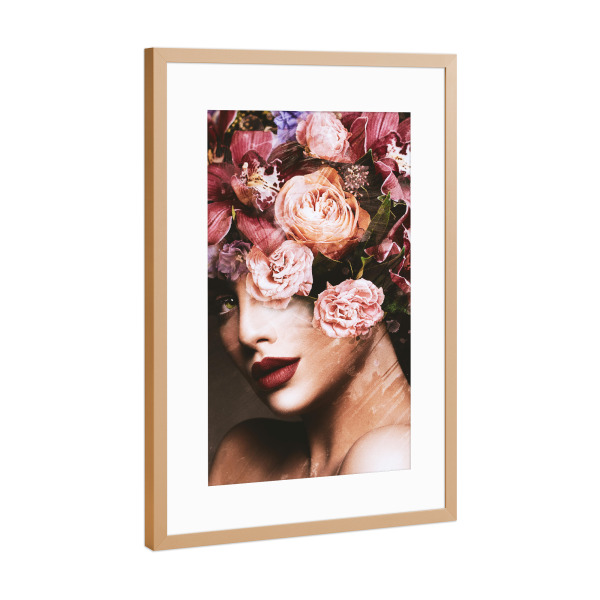 Poster mit Rahmen Kupfer "Lady floral II Tas" artboxONE - Natur,Floral,Menschen