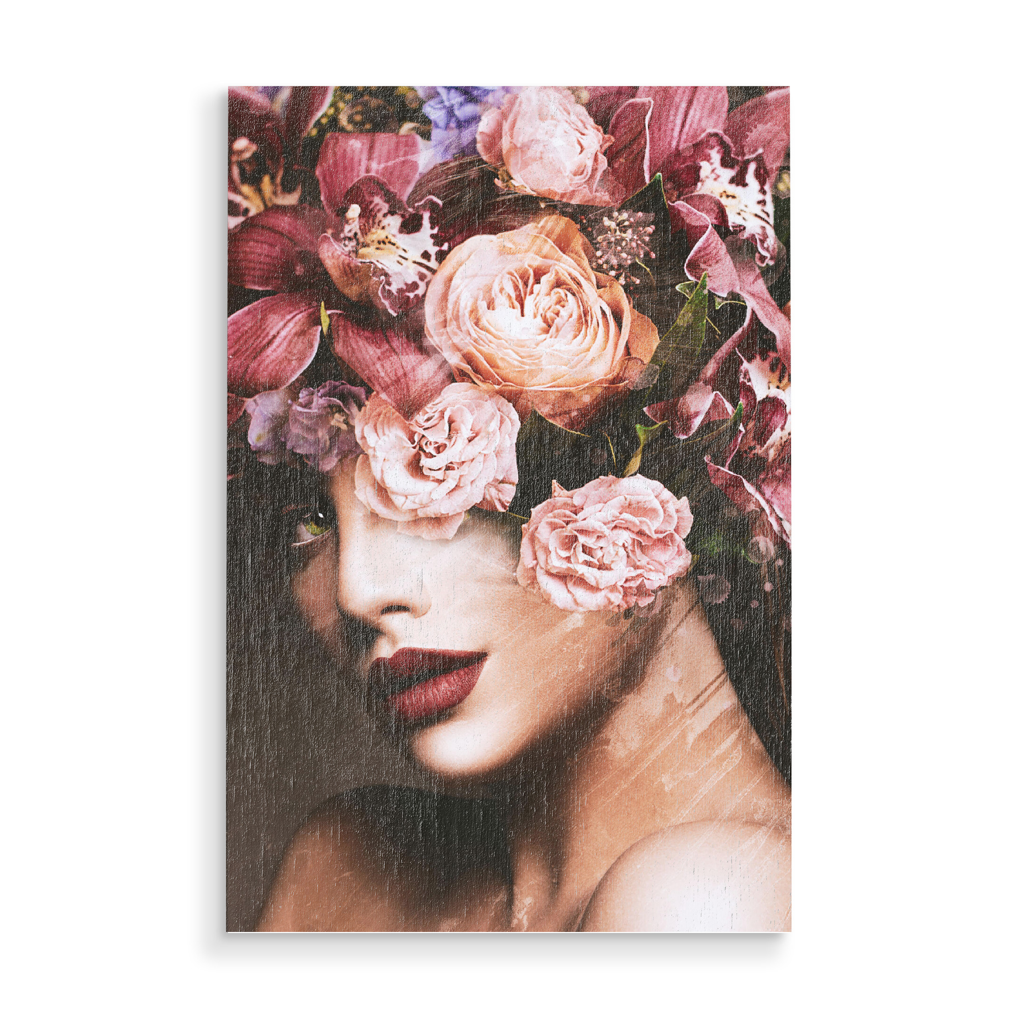 Holzbild "Lady floral II Tas" artboxONE - Natur,Floral,Menschen
