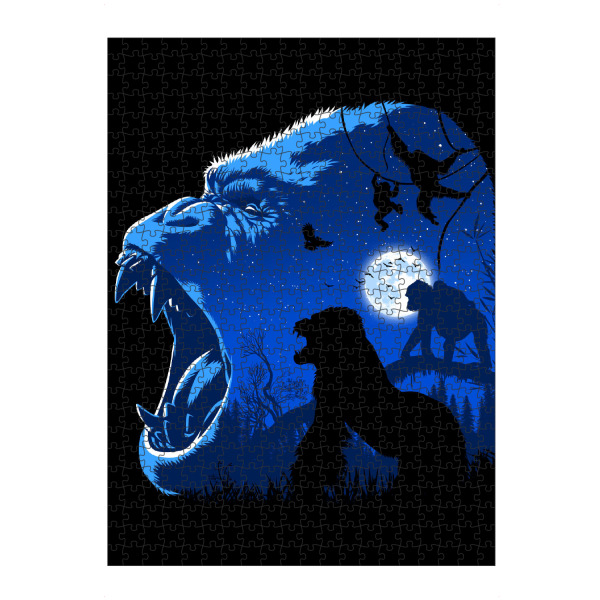 artboxONE Puzzle "Blue Gorilla night" artboxONE - Tiere,Comic - Gorilla,Ape,Monkey,Affe,Tier,Animal,Natur,Nature,Comic,Night,Nacht - Bild gorilla