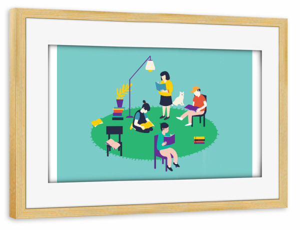 Poster mit Rahmen kiefer "Reading" artboxONE - Für Kinder,Tiere,Liebe