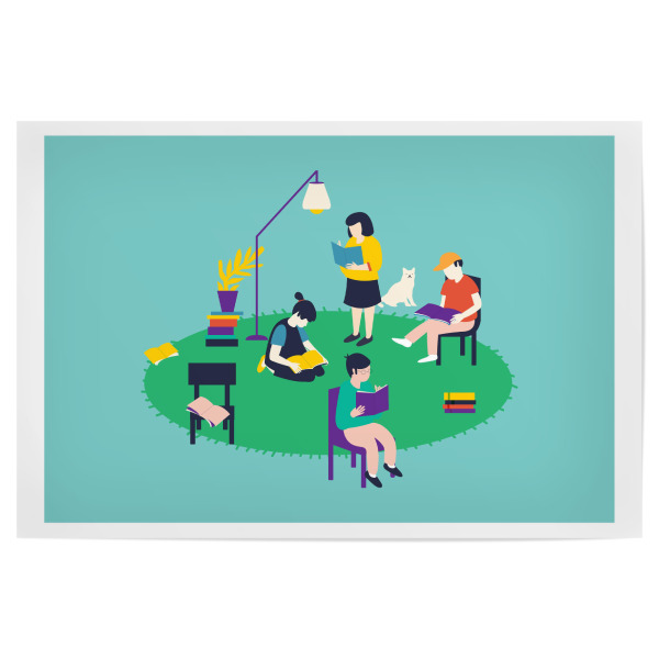 Poster "Reading" artboxONE - Für Kinder,Tiere,Liebe