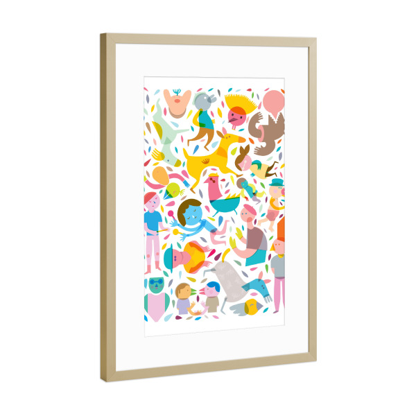 Poster mit Rahmen Gold "Party" artboxONE - Für Kinder,Tiere,Abstrakt