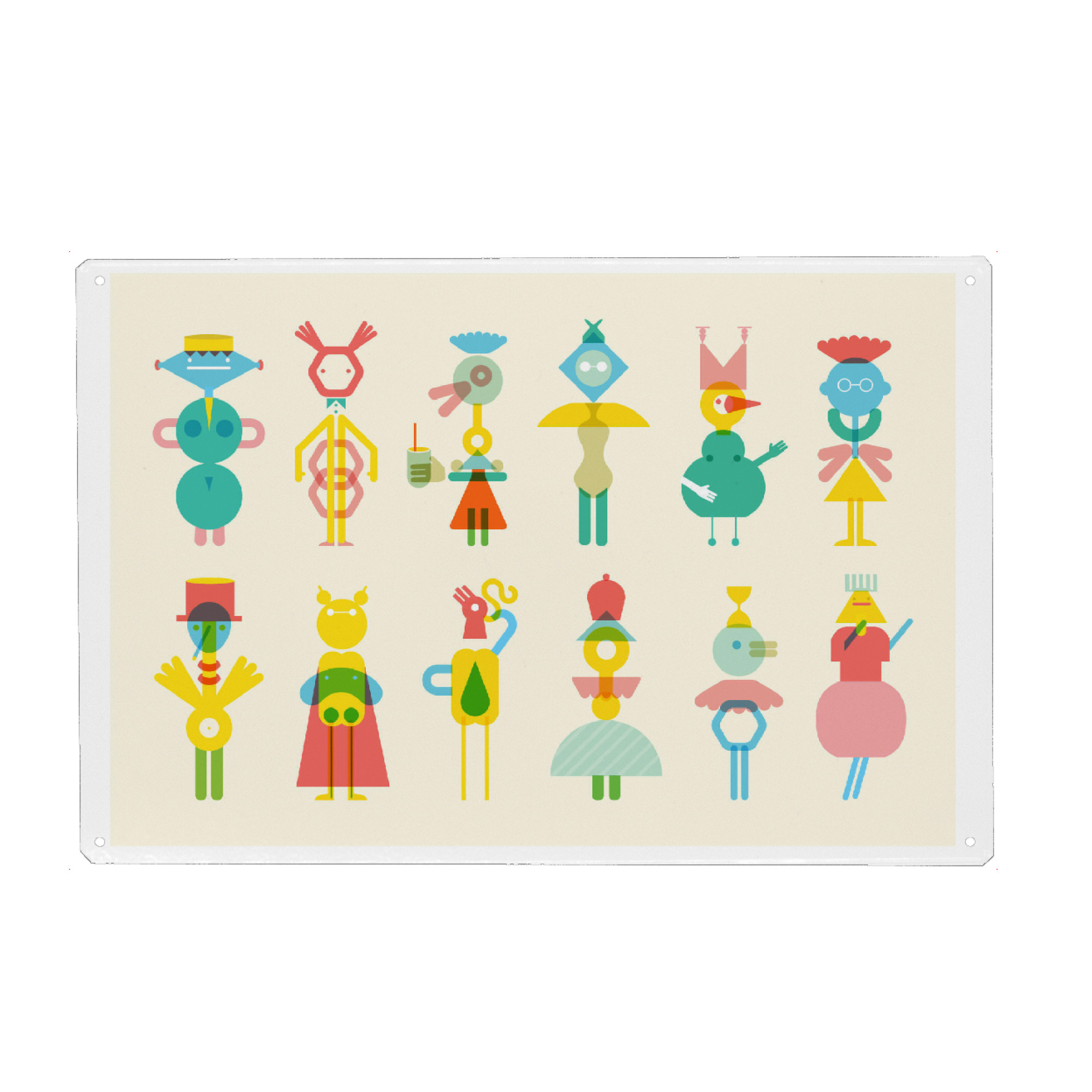 Holzbild "Geometric friends" artboxONE - Für Kinder,Tiere,Abstrakt,Geometrie